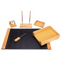 6 Piece Natural Oak Wood Desk Set